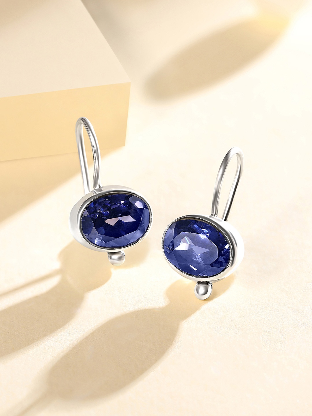 

Silvora by Peora Blue Oval Drop Earrings