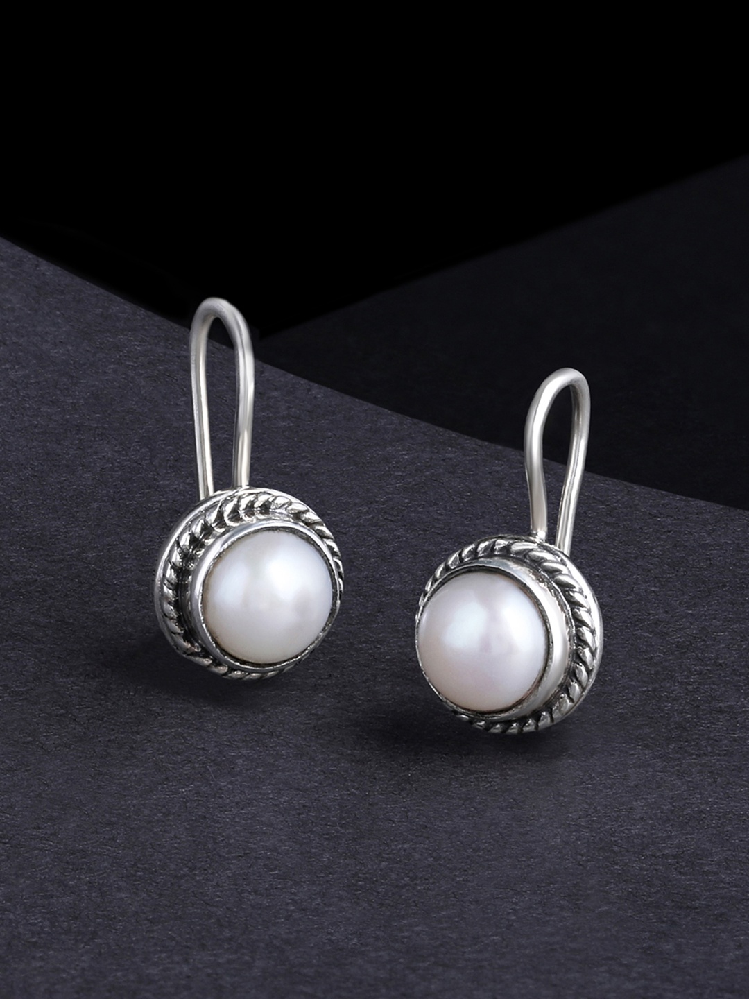 

Silvora by Peora White Circular Drop Earrings