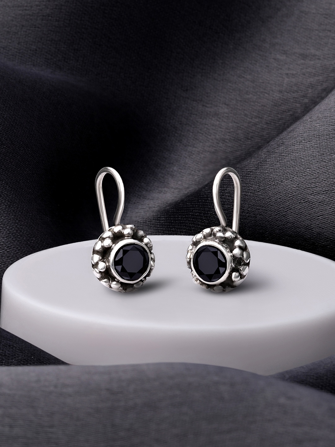 

Silvora by Peora Black Floral Drop Earrings