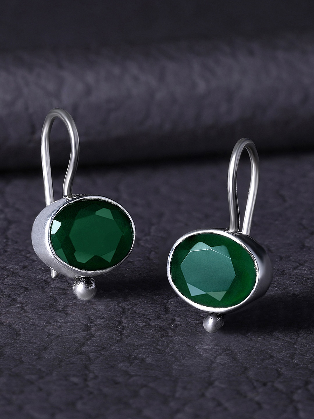 

Silvora by Peora Green 925 Sterling Silver CZ Oxidised Finish Anti Tarnish Earrings