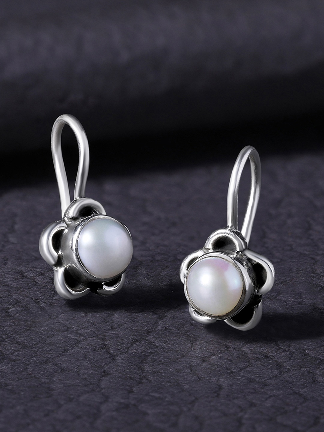 

Silvora by Peora White Floral Drop Earrings