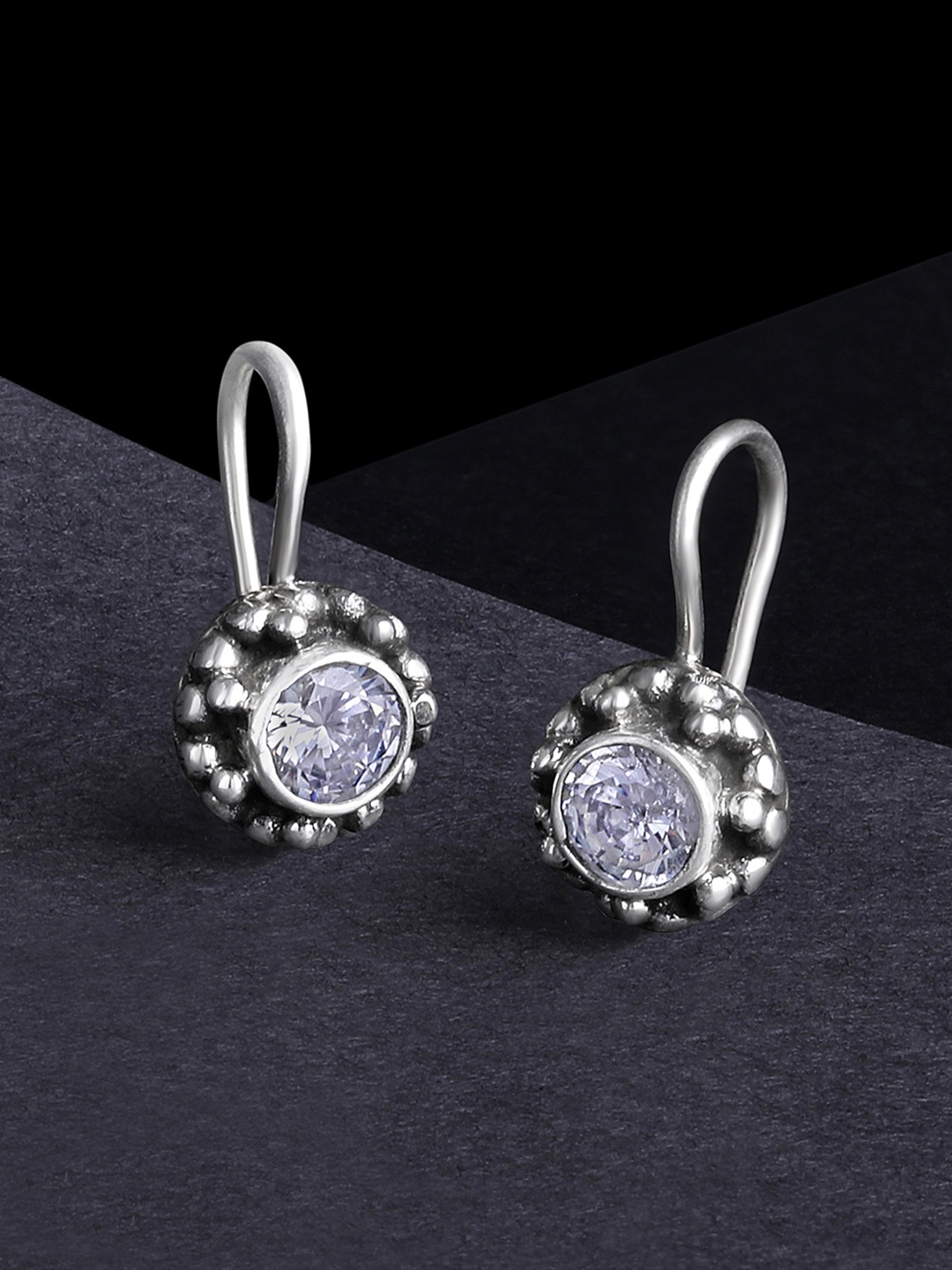 Silvora by Peora White Floral Studs Earrings