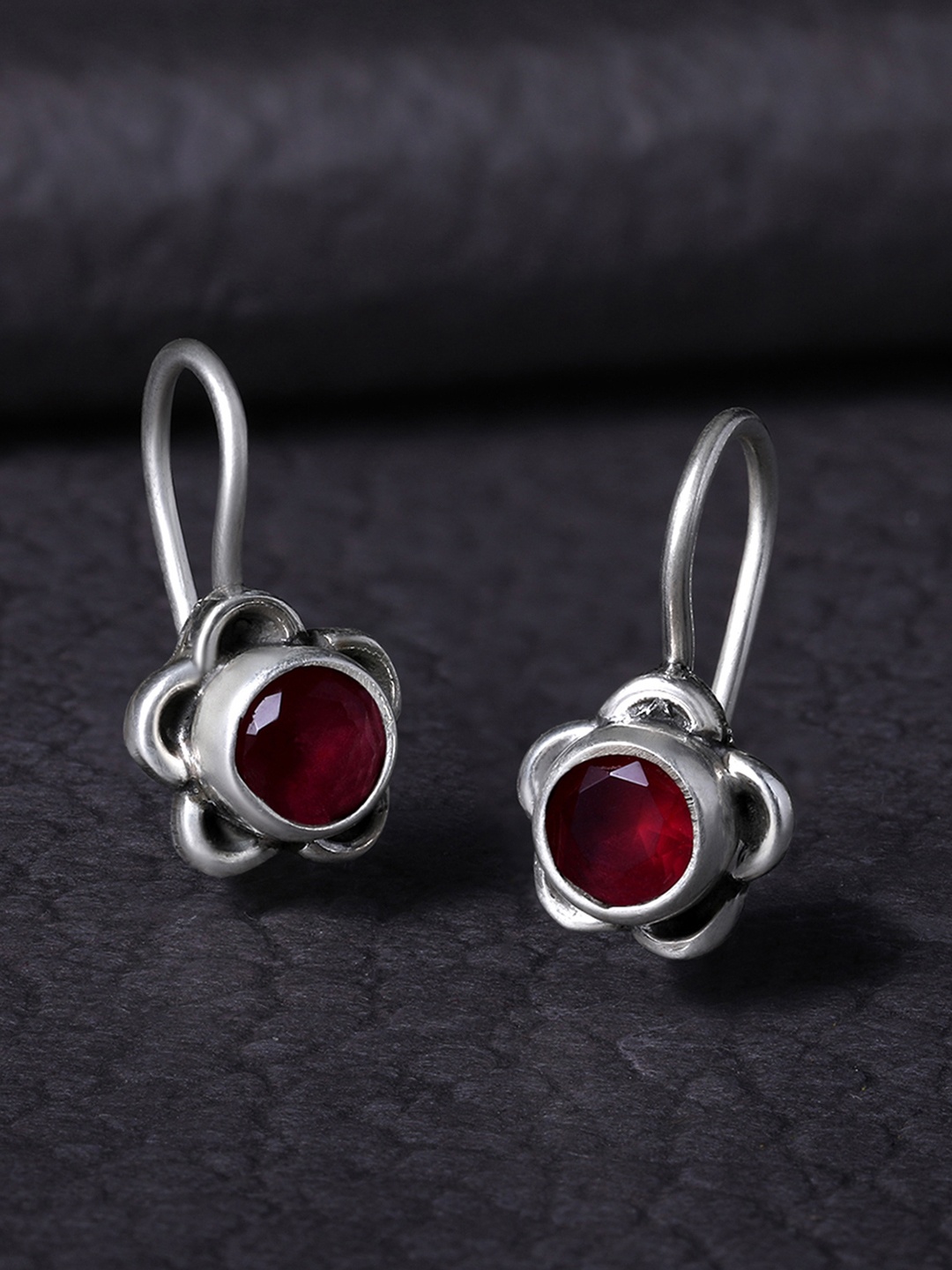 

Silvora by Peora Red Floral Drop Earrings