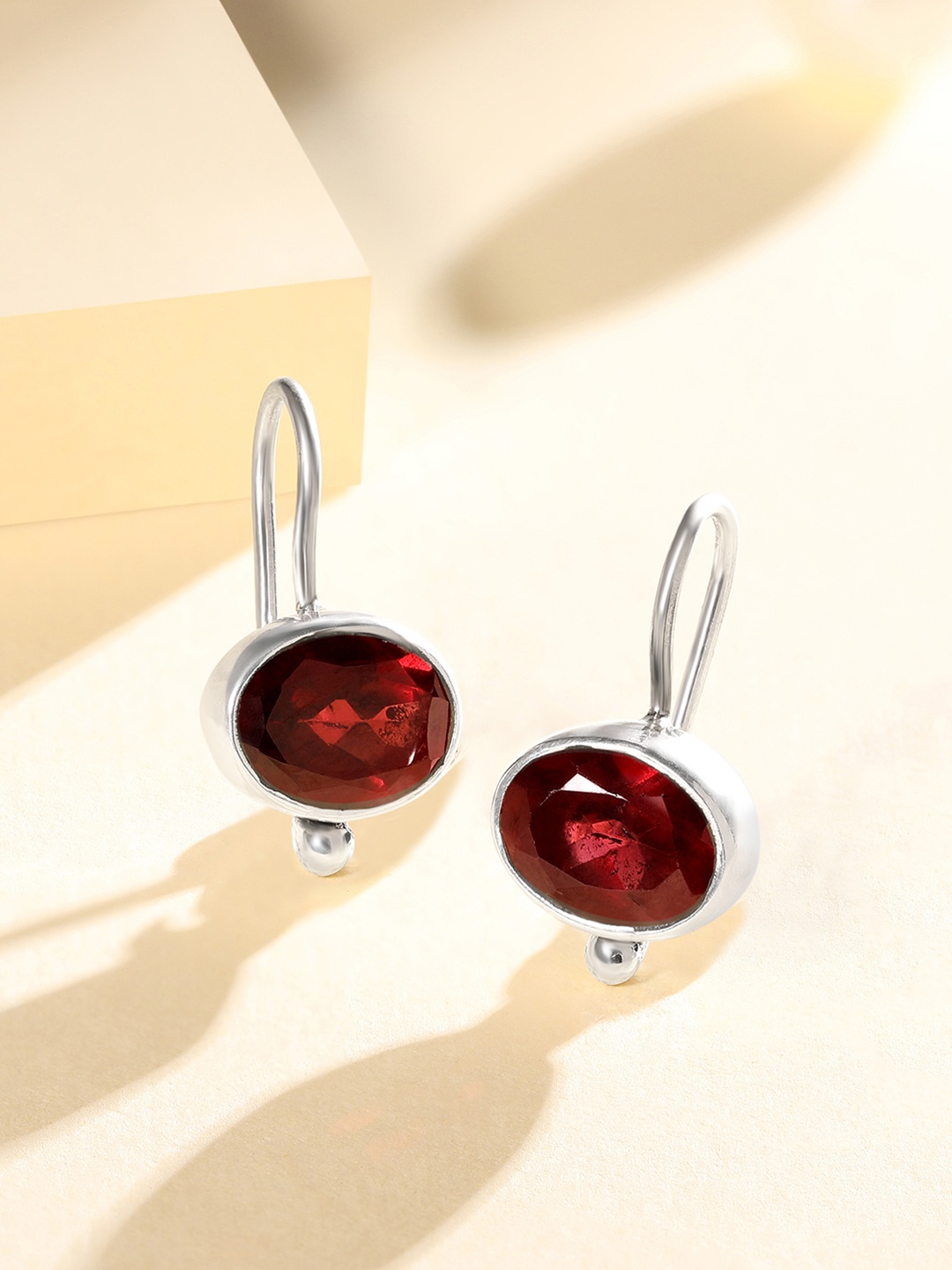 

Silvora by Peora Red Oxidised Finish Oval Studs Earrings