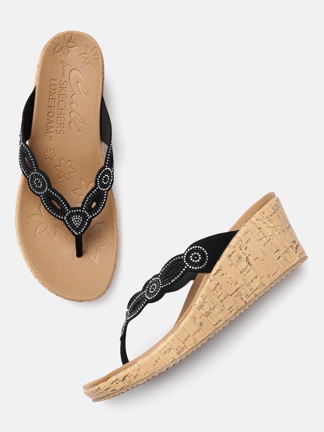 

Skechers Black Embellished Wedge
