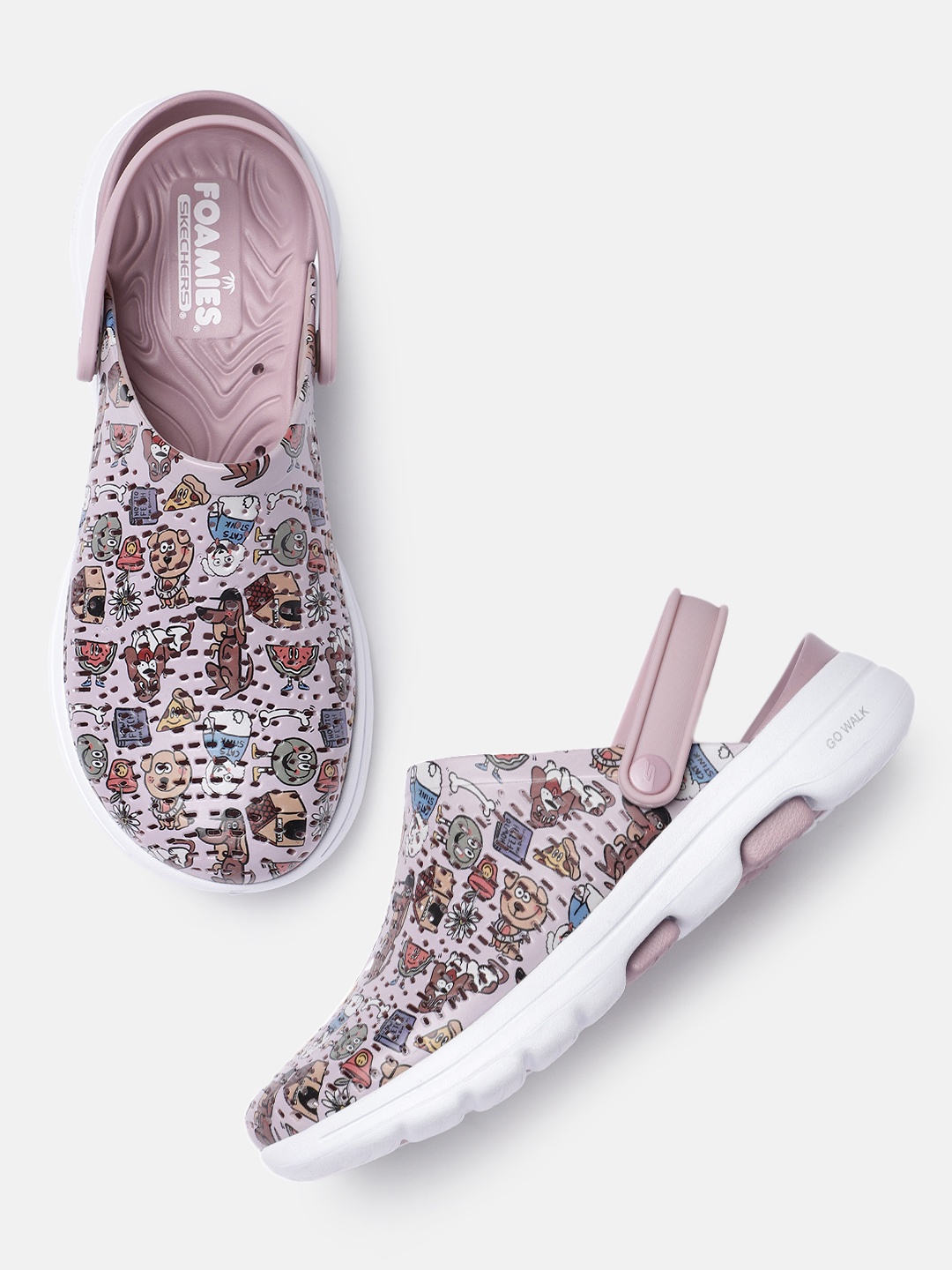 

Skechers Women Lavender Printed Go Walk 5 Foamies Sliders