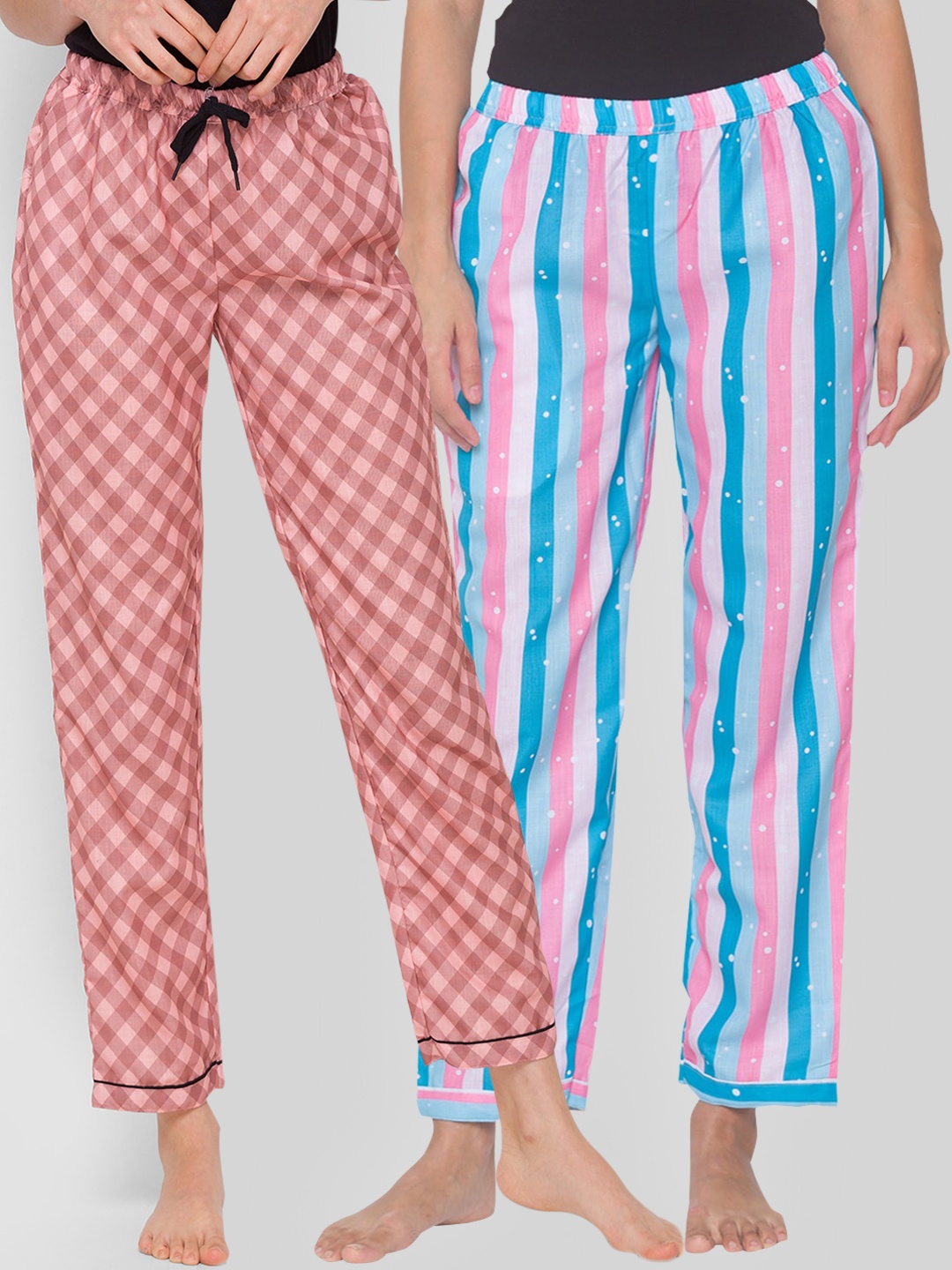 

FashionRack Women Pack of 2 Printed Cotton Lounge Pants, Blue