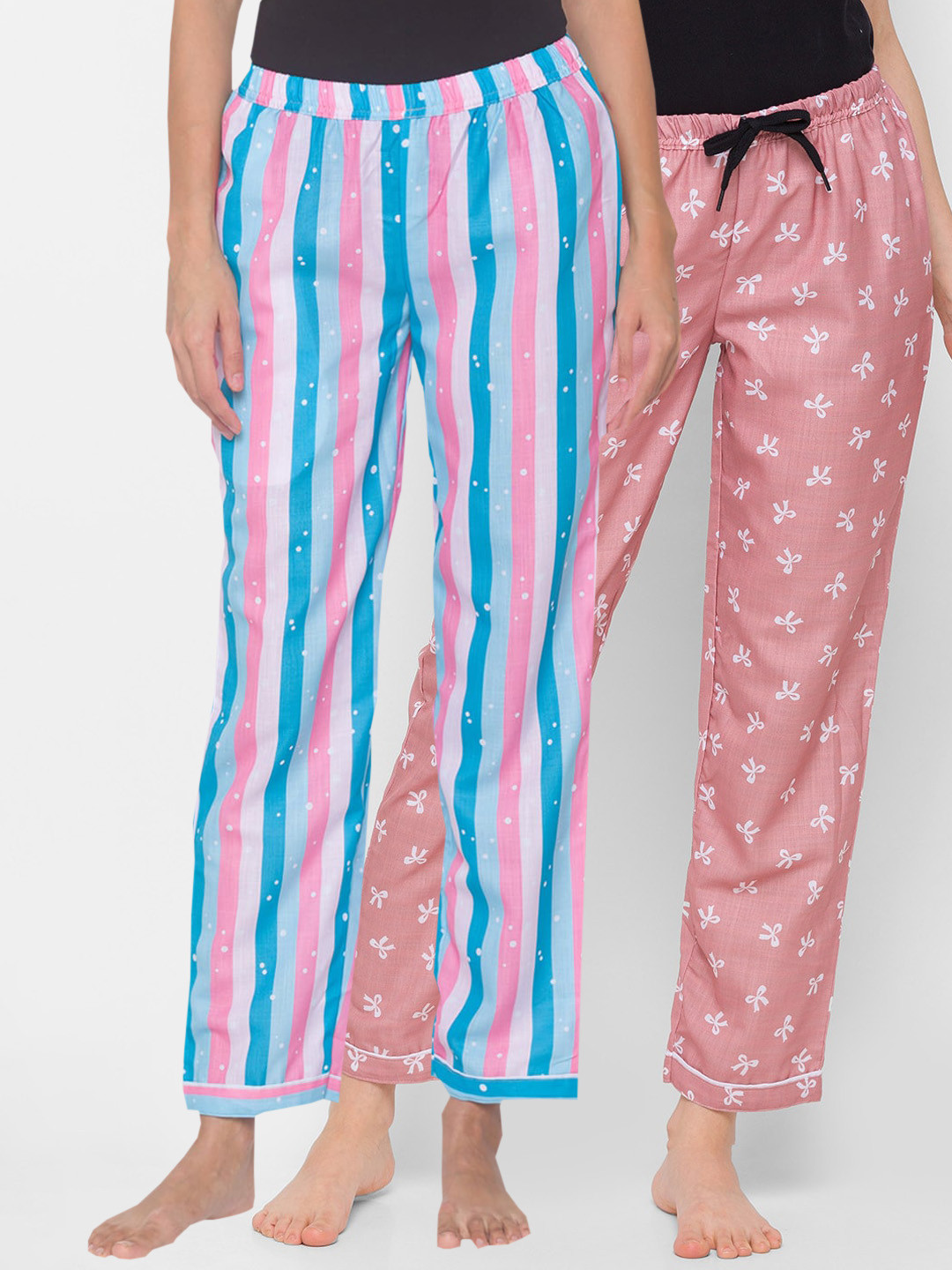 

FashionRack Women Set of 2 Cotton Lounge Pants, Pink