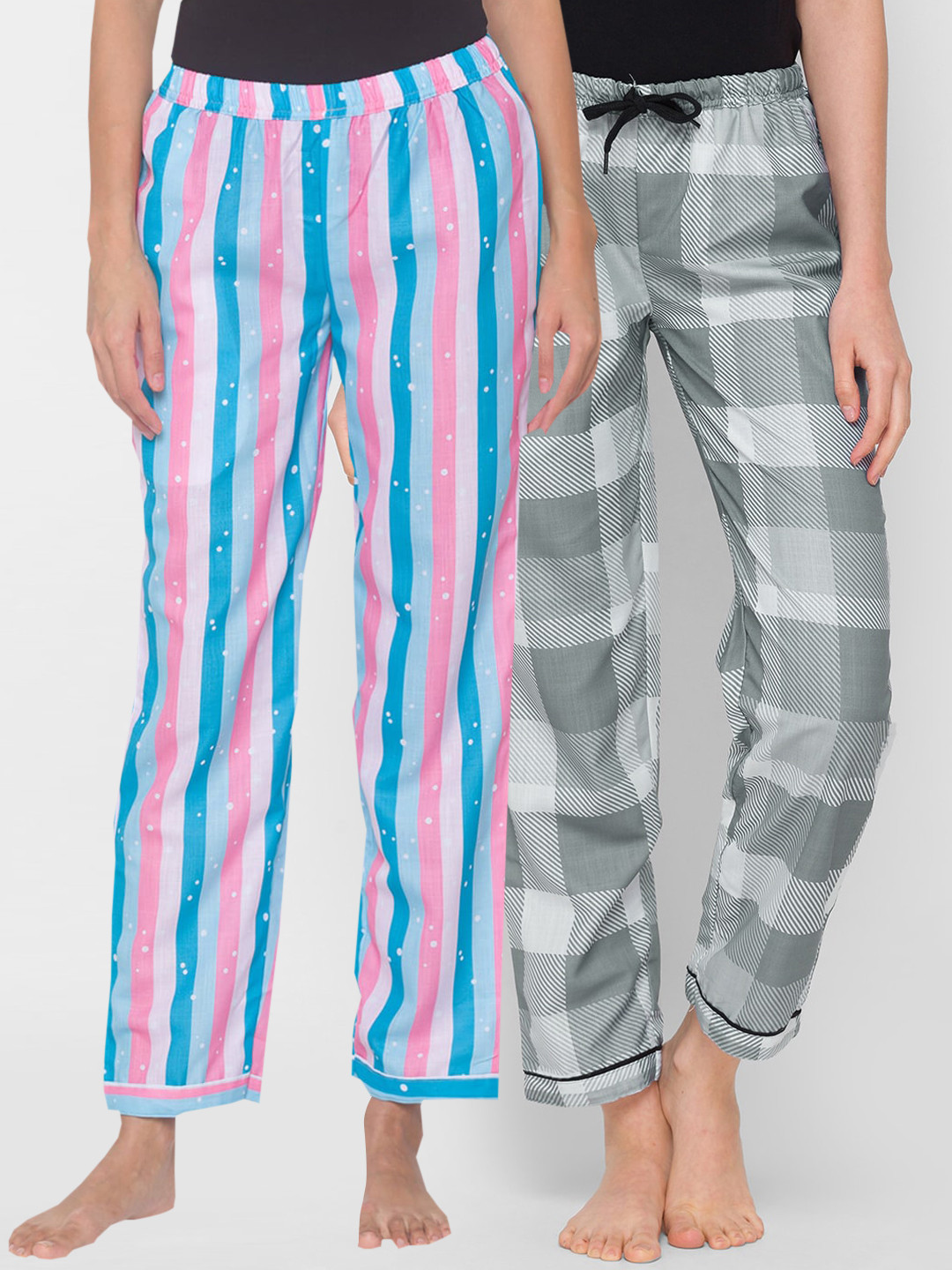 

FashionRack Pack of 2 Printed Cotton Lounge Pants, Grey