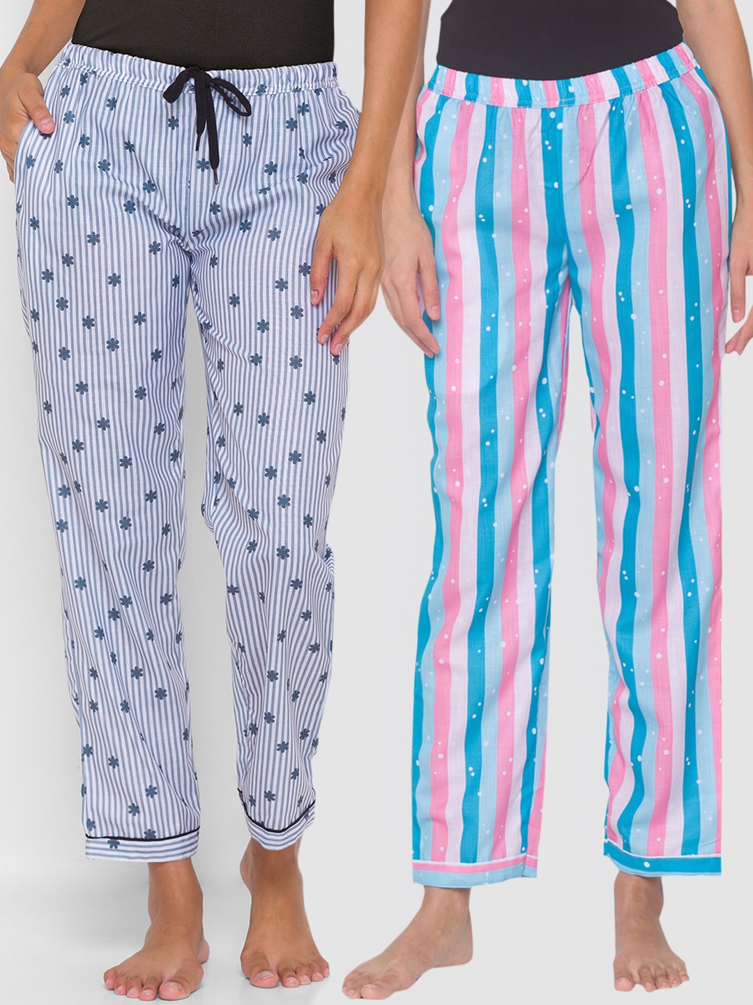 

FashionRack Women Pack of 2 Printed Cotton Lounge Pants, Pink