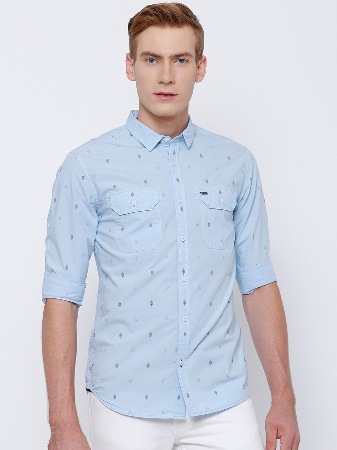 

LOCOMOTIVE Men Blue Slim Fit Printed Casual Shirt