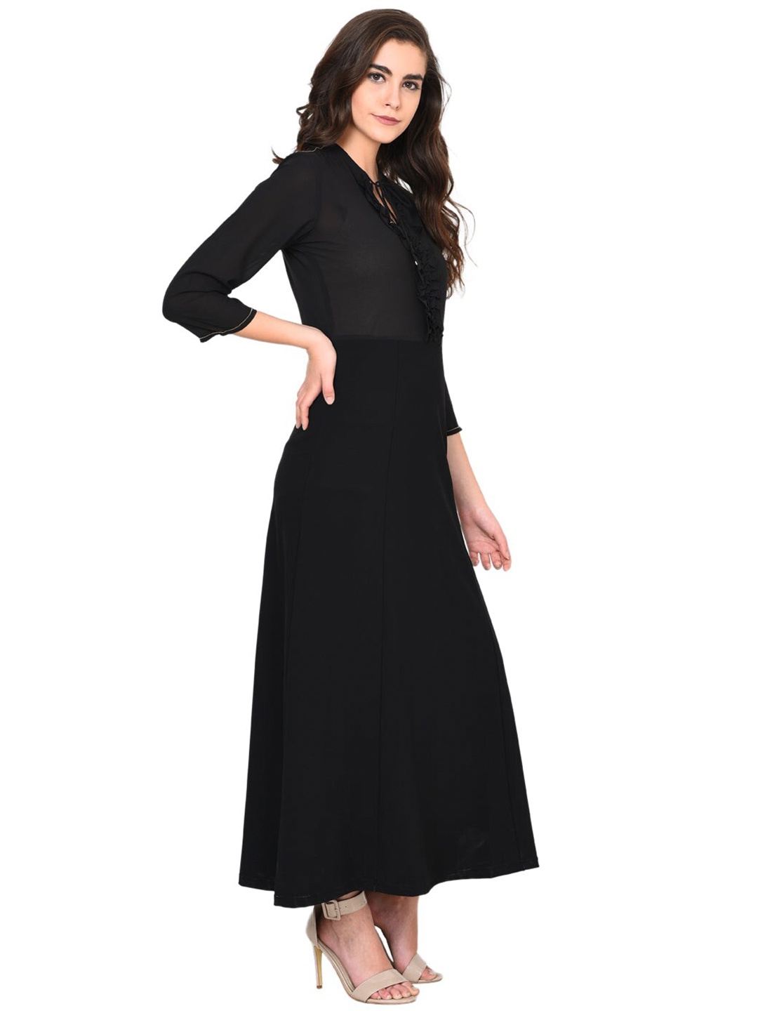 

Lakshita Black Georgette Maxi Dress