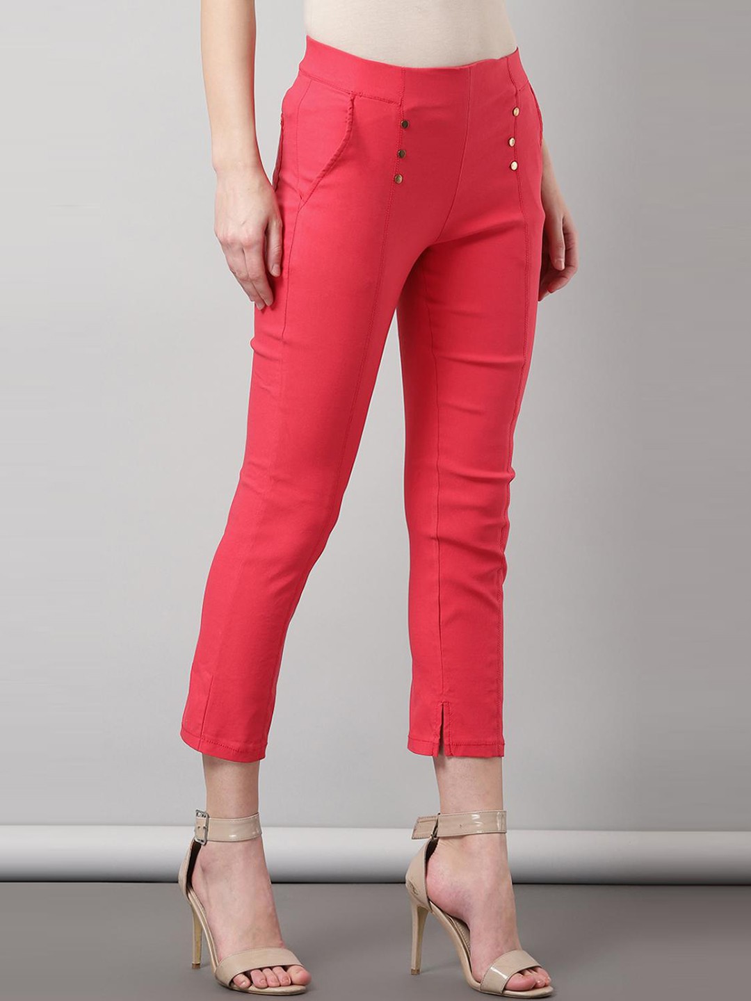 

Lakshita Women Pink Comfort Skinny Fit Trousers