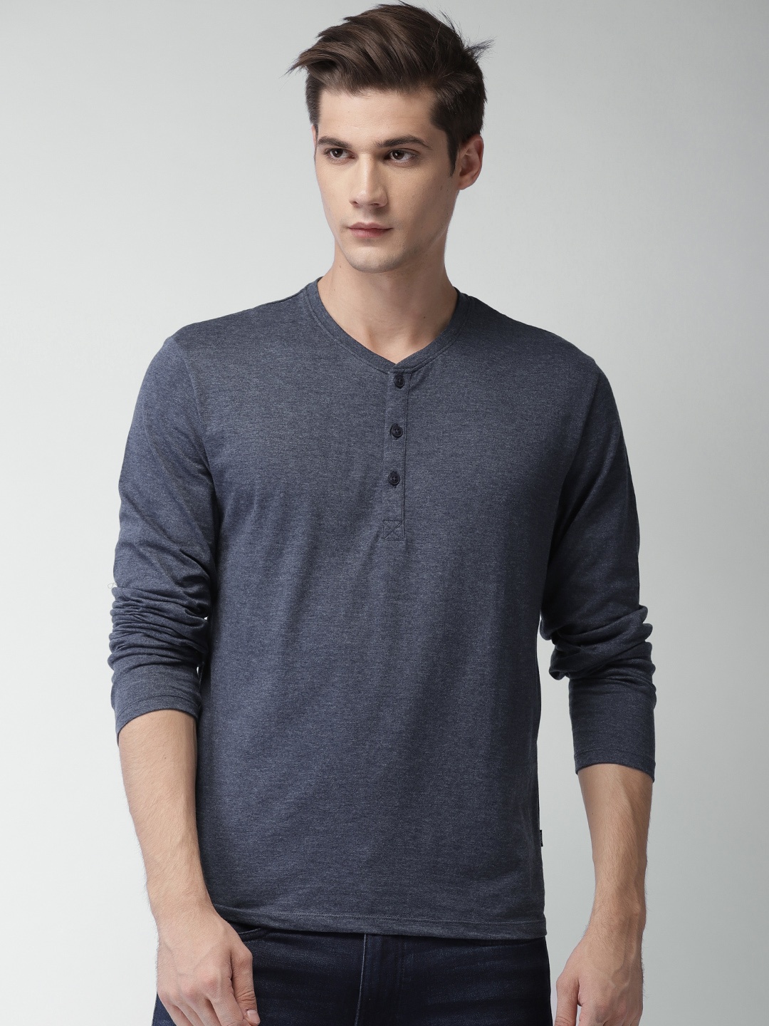 

HIGHLANDER Men Blue Slim Fit Henley T-shirt