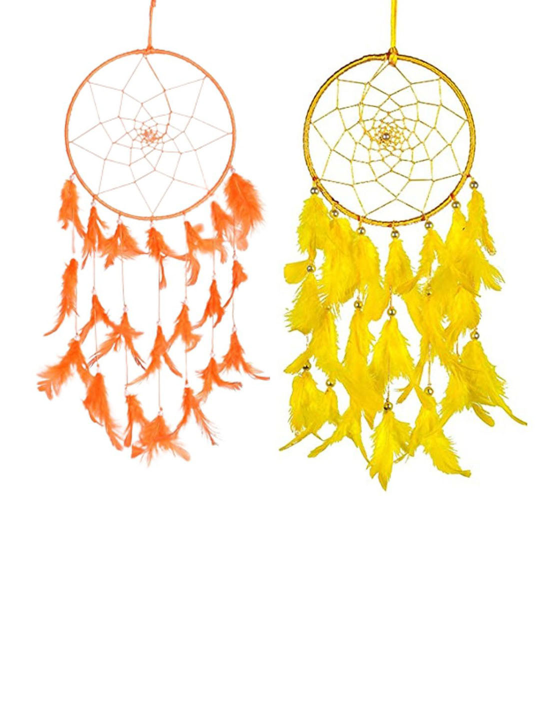 

DULI Set Of 2 Dream Catchers Hangings with One Ring, Orange
