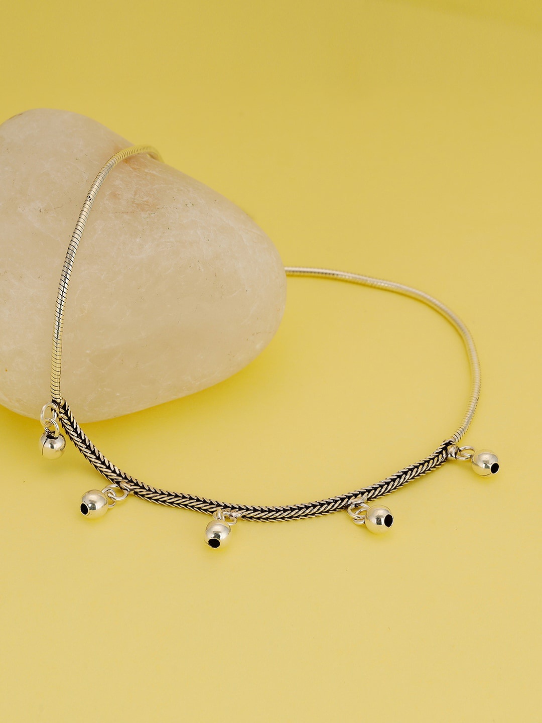 

GIVA 925 Sterling Silver Oxidised Bells Anklet