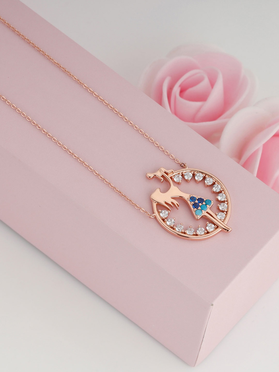

GIVA Rose Gold-Plated Blue & White 925 Sterling Silver Necklace
