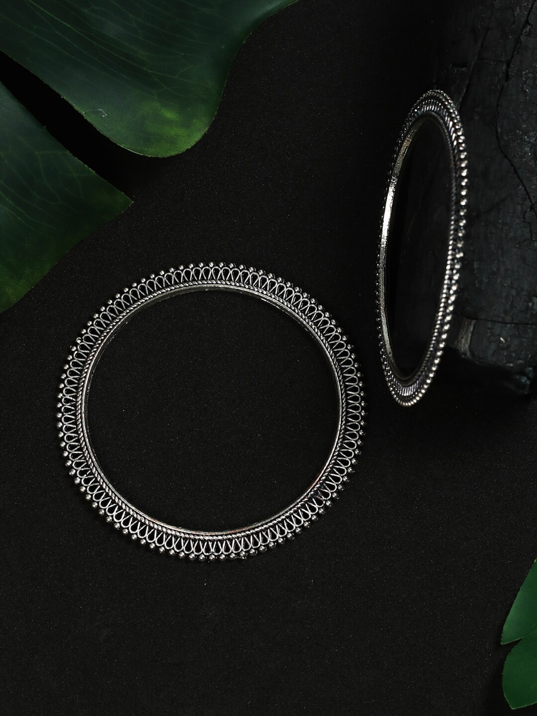 

Priyaasi Set of 2 Silver Oxidised Bangle