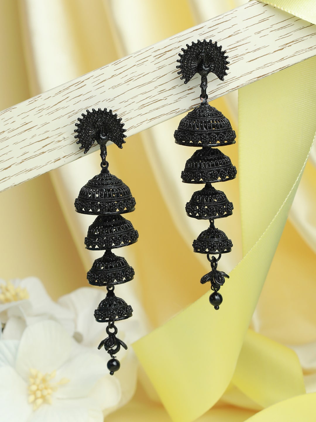 

Priyaasi Black Contemporary Jumka Earrings