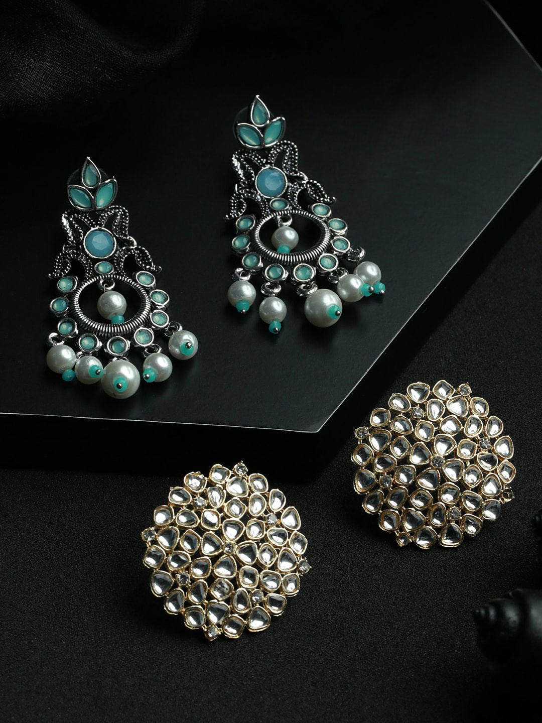 

Priyaasi Silver-Toned Contemporary Drop Earrings