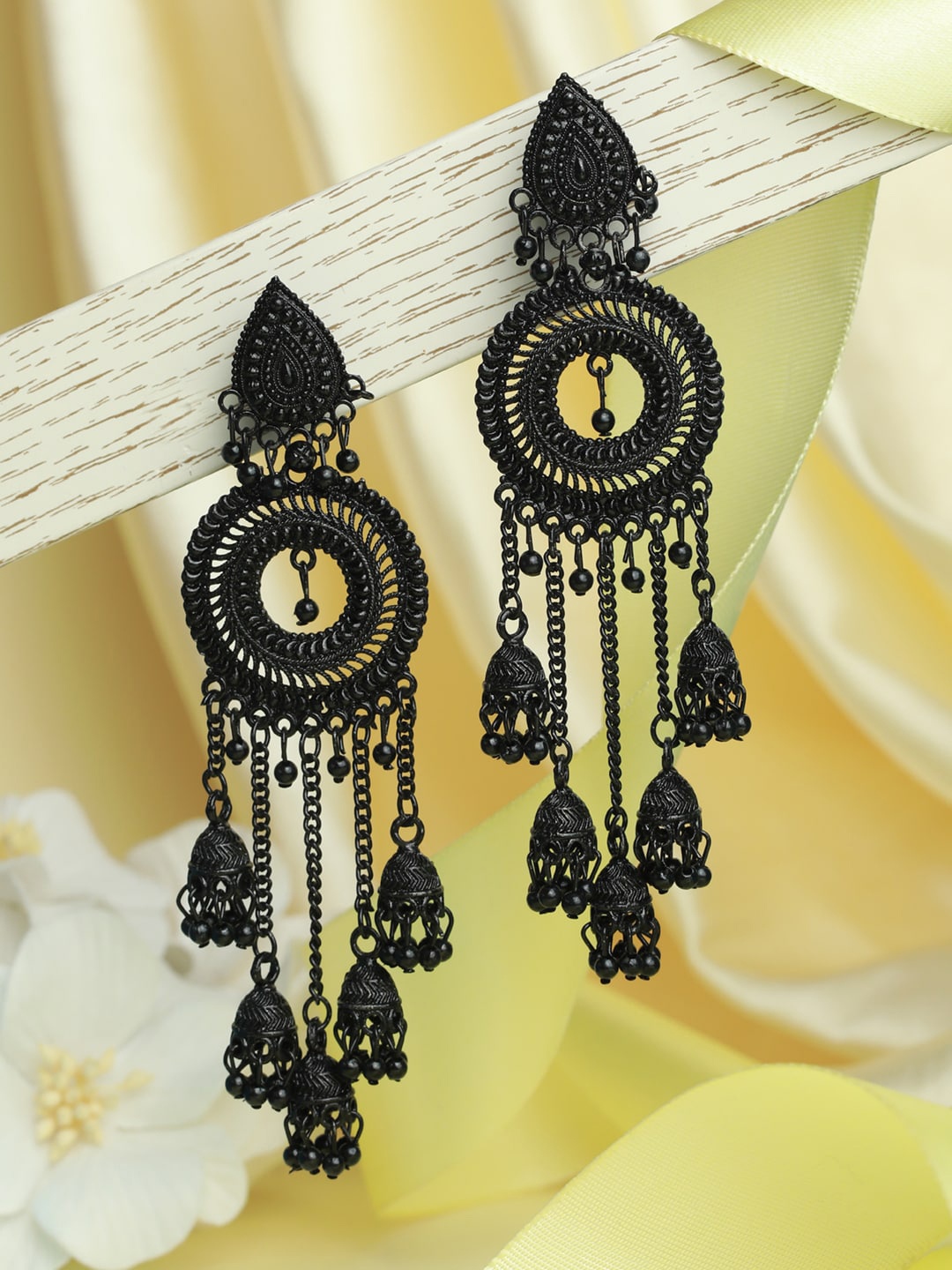 

Priyaasi Black Contemporary Drop Earrings