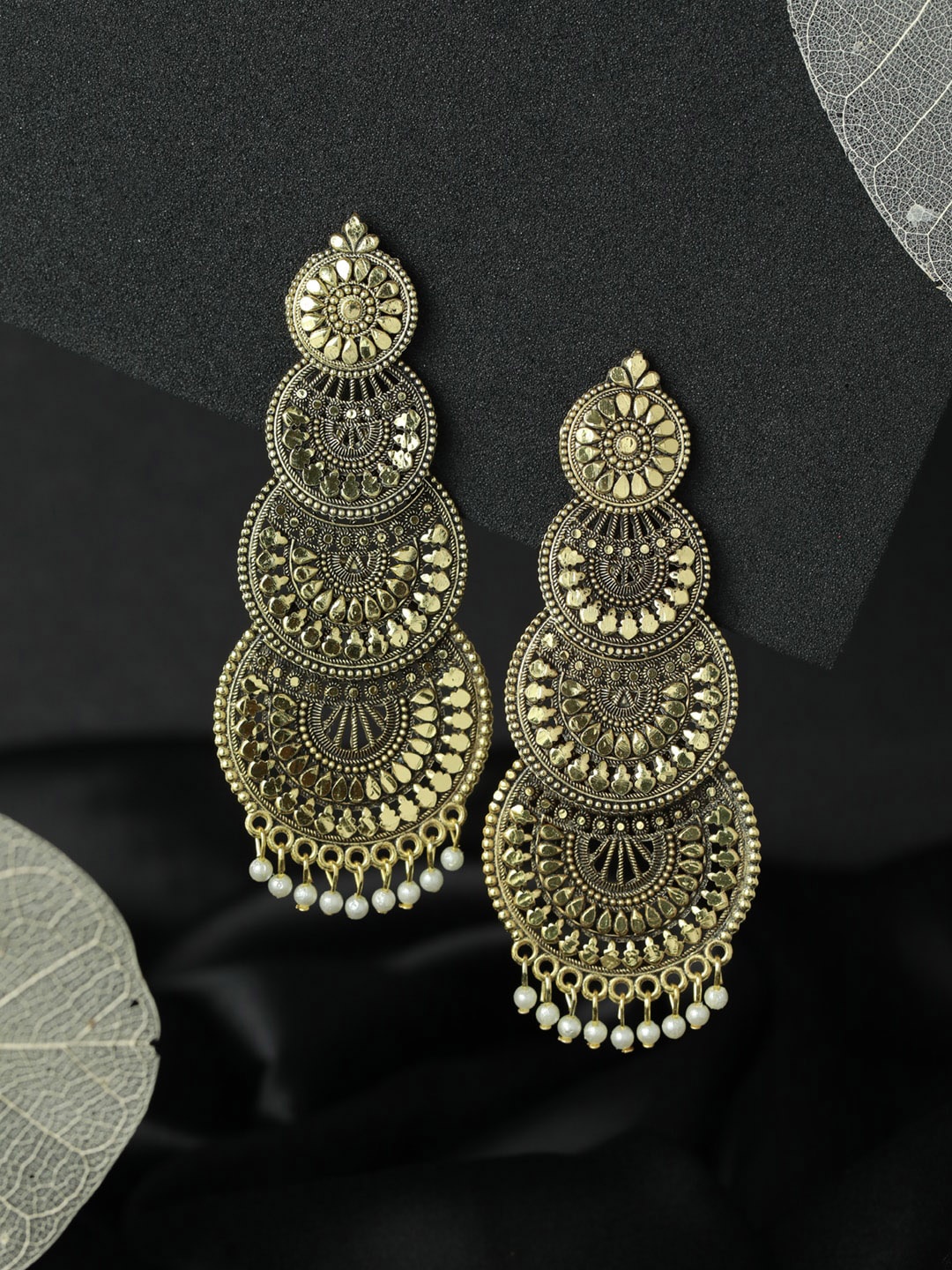 

Priyaasi Gold-Toned Contemporary Chandbalis Earrings