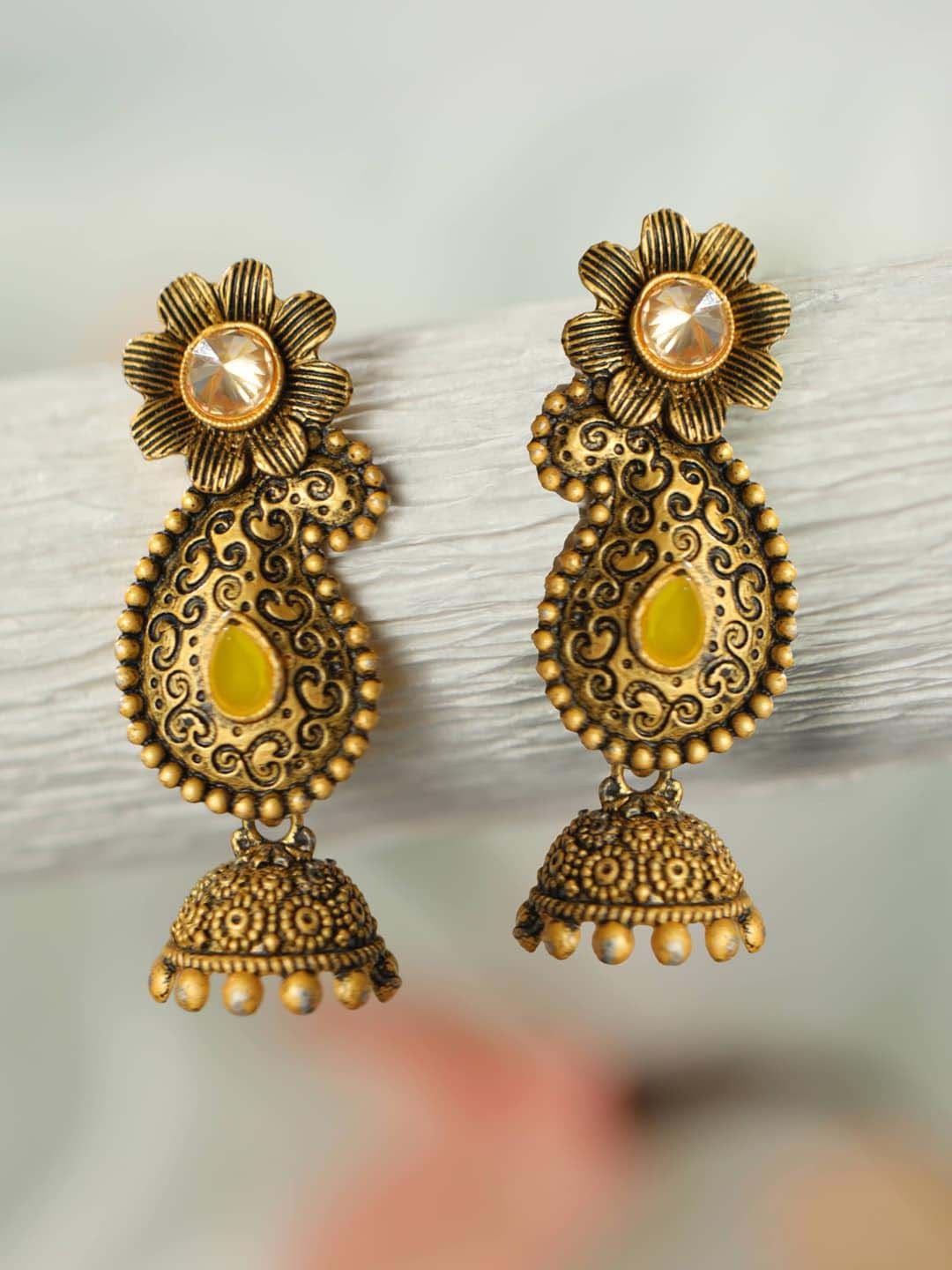 

Priyaasi Gold-Plated Contemporary Jhumka Earrings