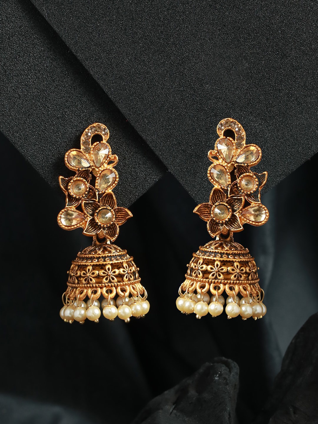 

Priyaasi Gold-Toned Contemporary Jhumkas Earrings