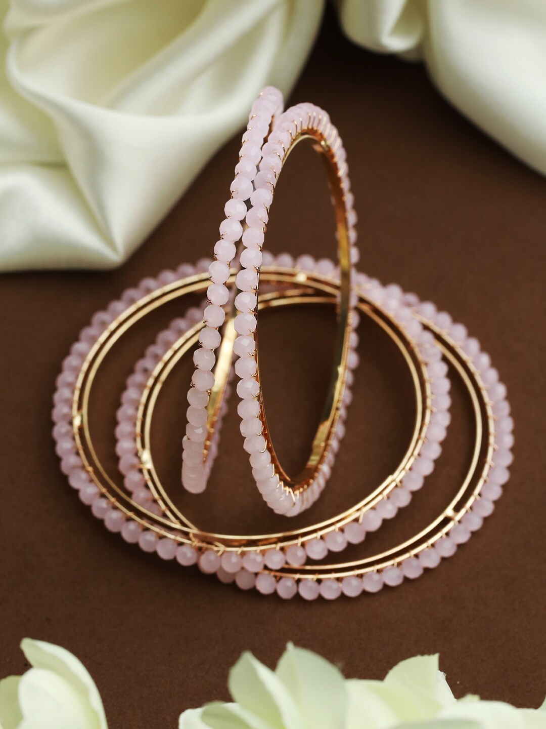 

Priyaasi Set of 2 Gold-Plated Pink Studded Bangles