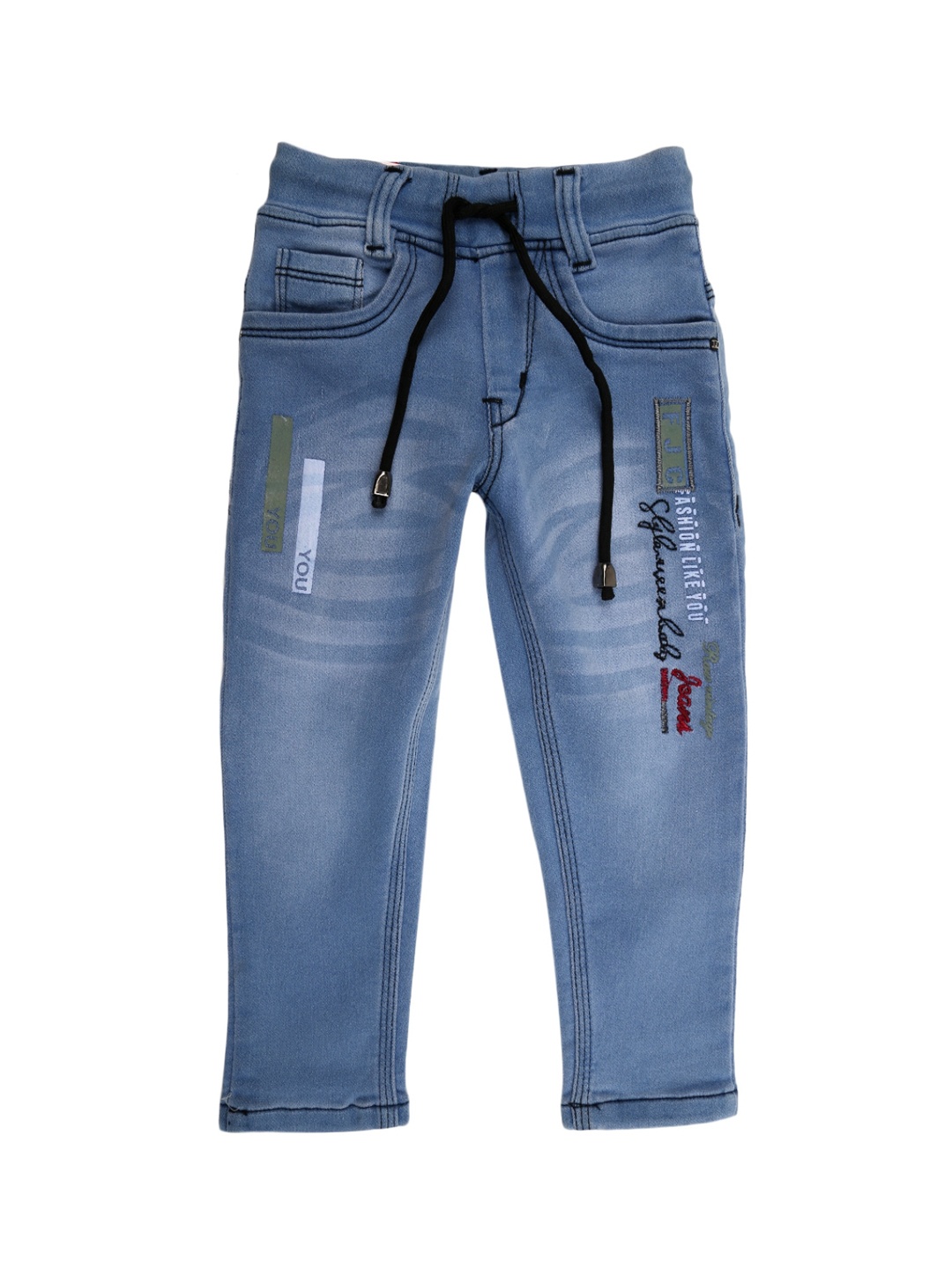 

V-Mart Boys Blue Light Fade Applique Regular Fit Jeans