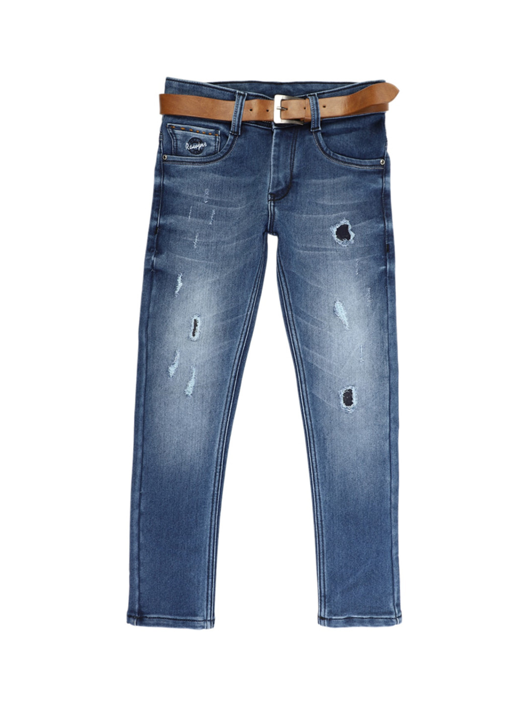 

V-Mart Boys Blue Mildly Distressed Heavy Fade Jeans