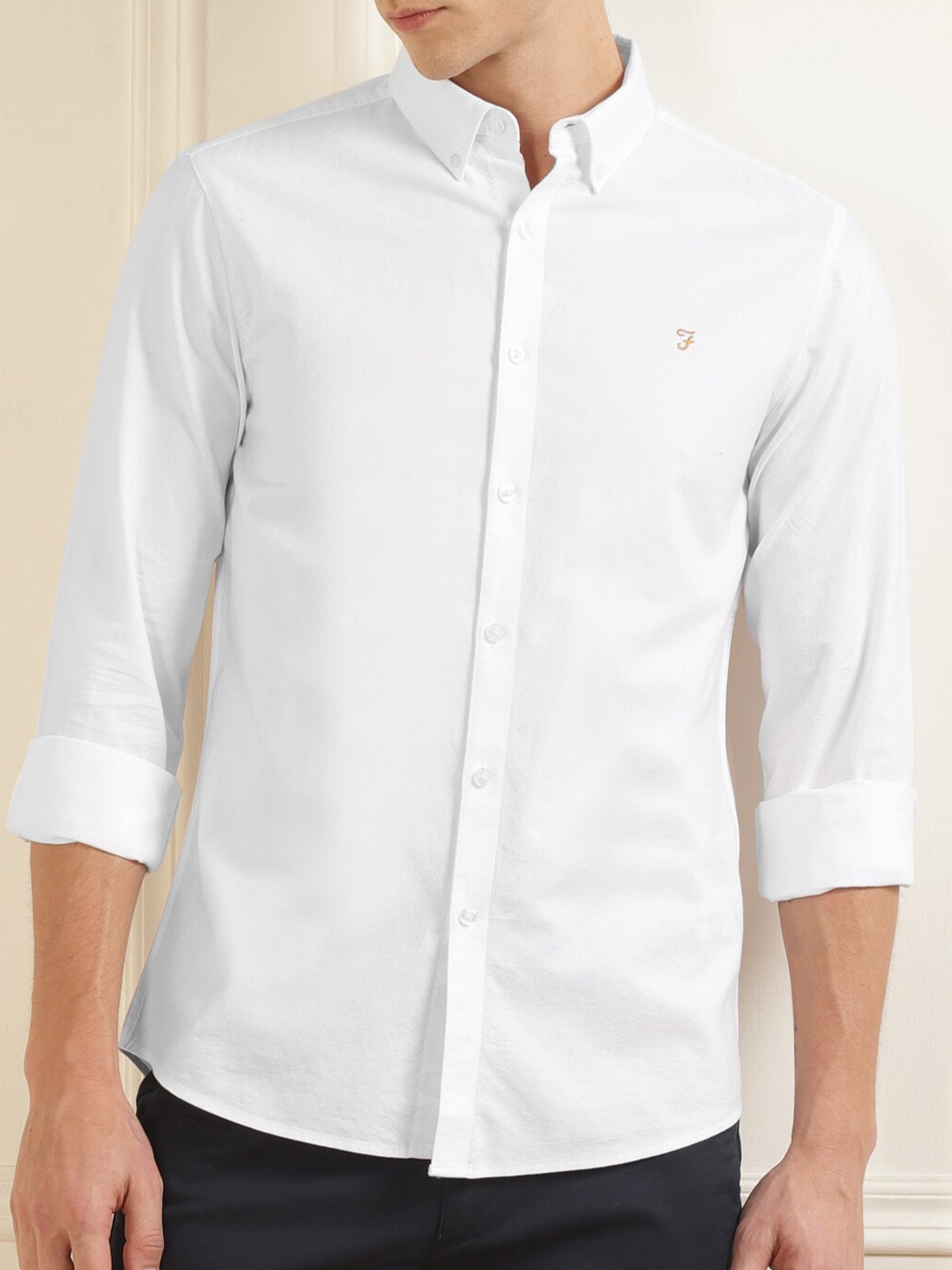 

Farah Men White Regular Fit Button-Down Collar Pure Cotton Casual Shirt
