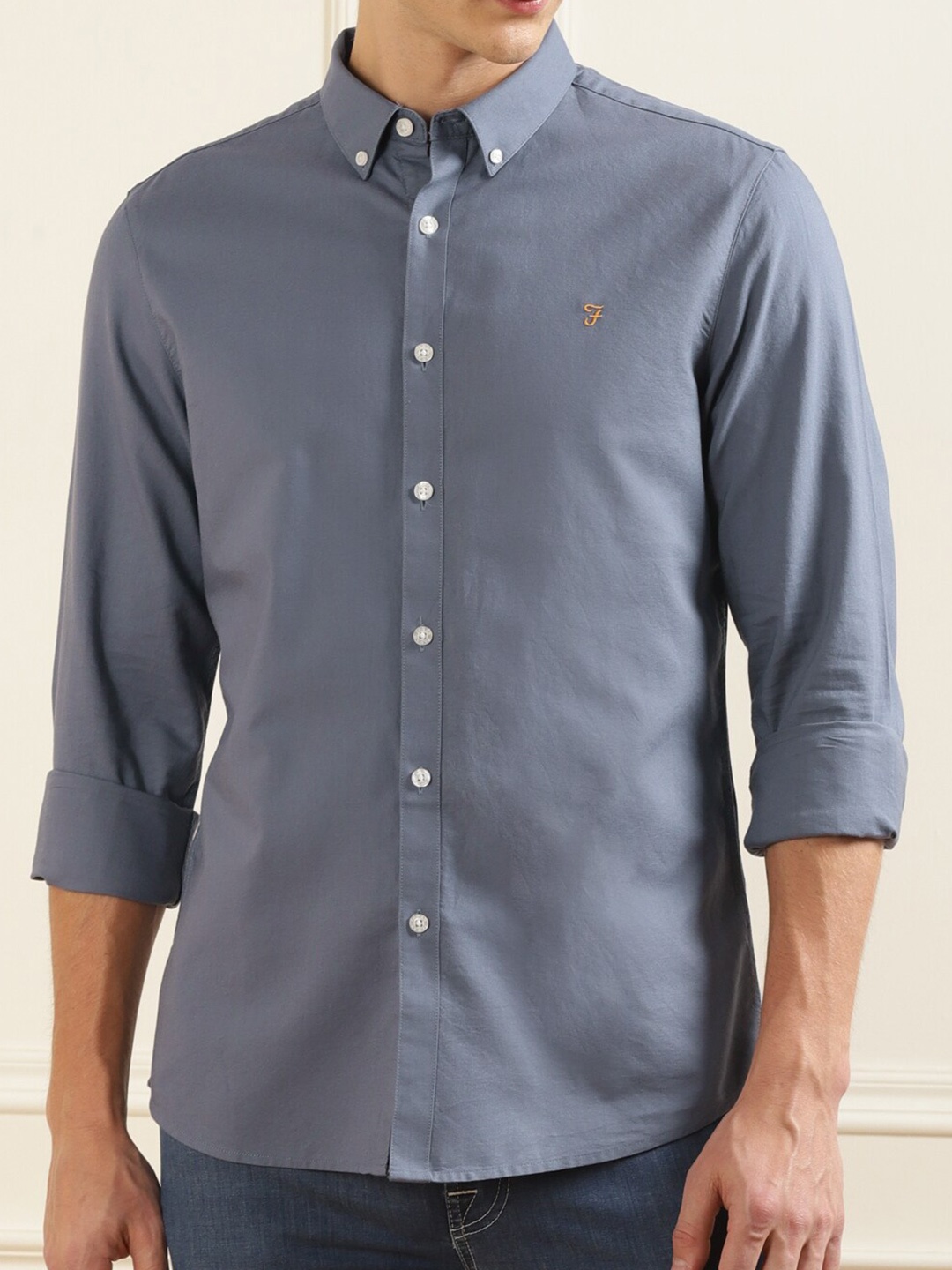 

Farah Men Purple Solid Regular Fit Button-Down Collar Pure Cotton Casual Shirt