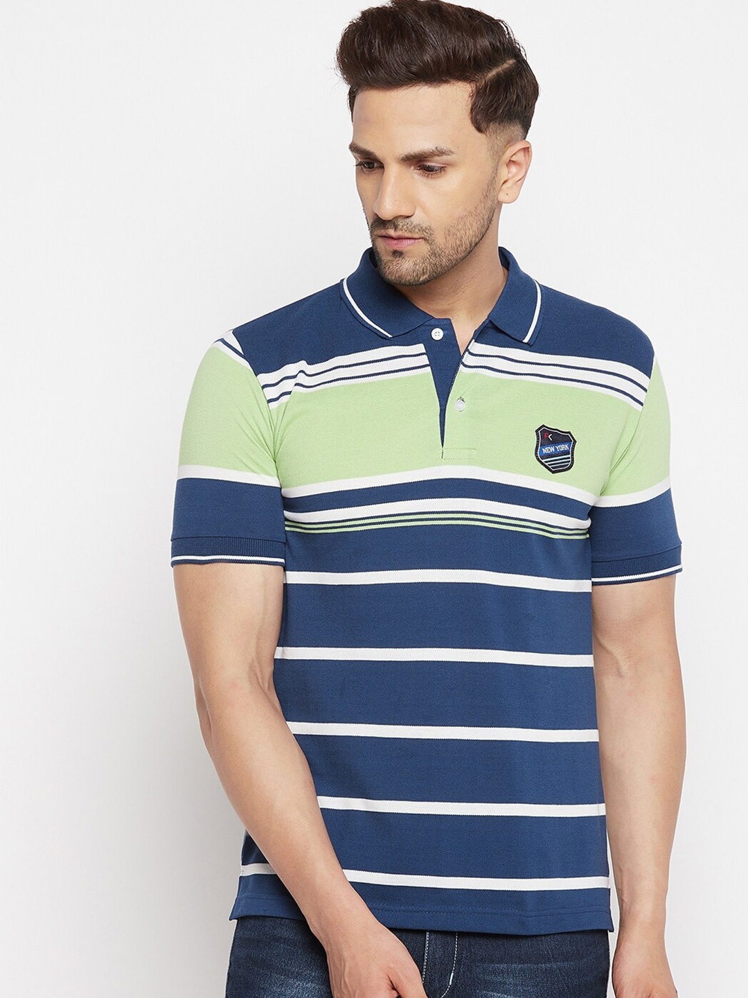 

FirstKrush Men Blue Striped T-shirt