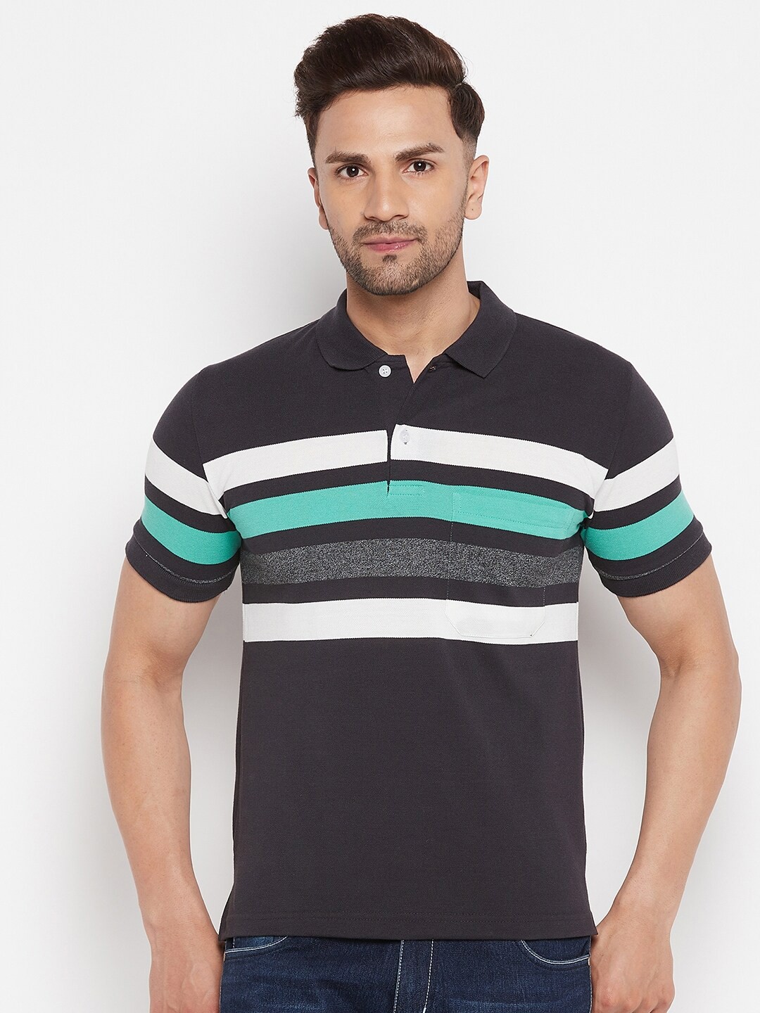 

FirstKrush Men Black Striped T-shirt