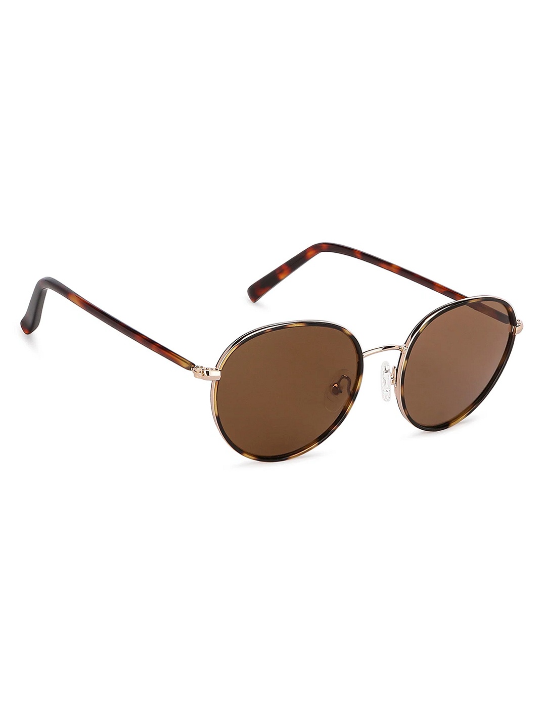 

John Jacobs Unisex Brown Lens & Gold-Toned Round Sunglasses with Polarised and UV Protected Lens