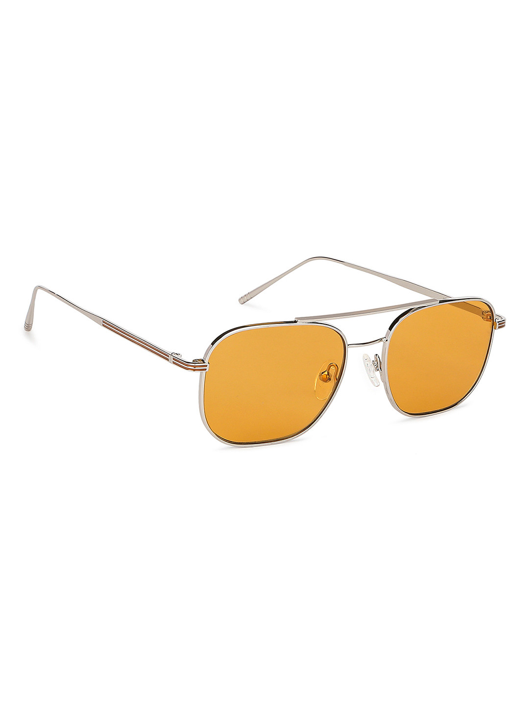 

John Jacobs Unisex Brown Lens & Silver-Toned Square Sunglasses with UV Protected Lens