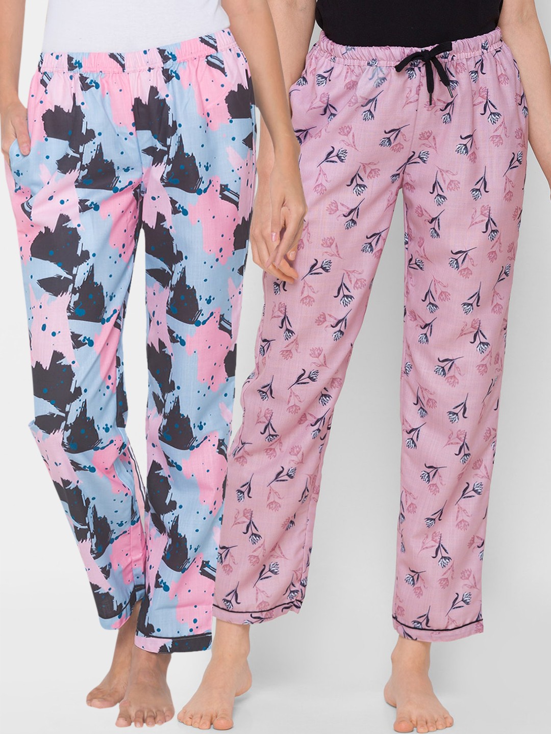 

FashionRack Women Pack of 2 Multicolored Cotton Lounge Pants, Blue