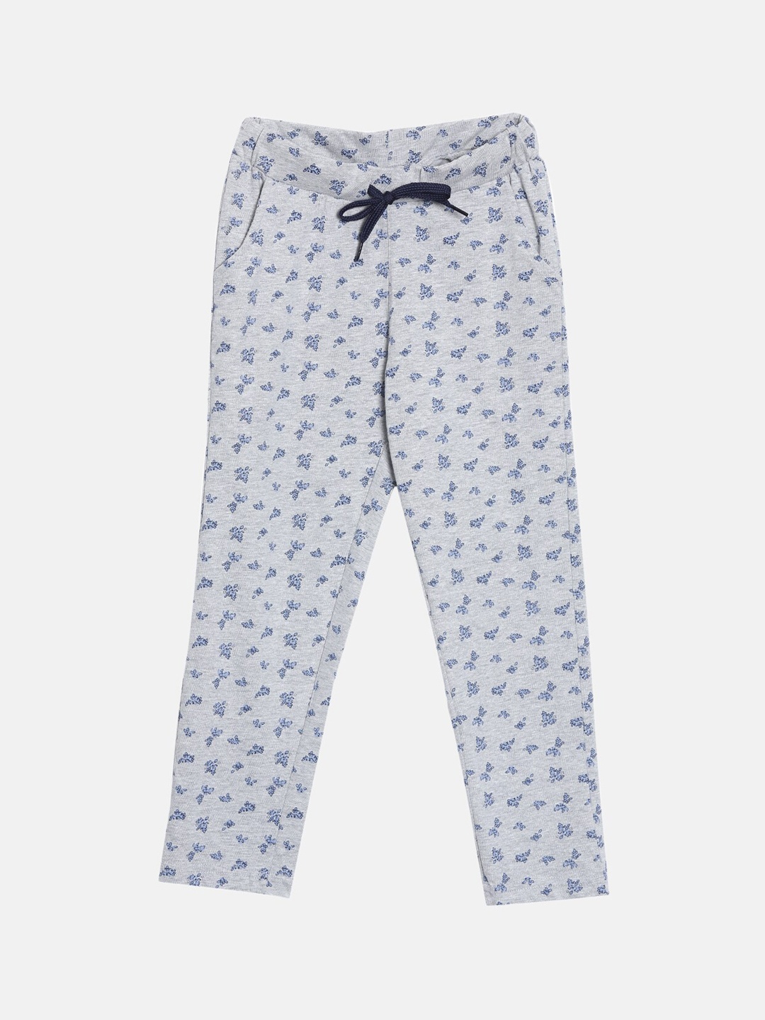 

Kryptic Kids-Girls Grey & Blue Printed Pure Cotton Lounge Pants