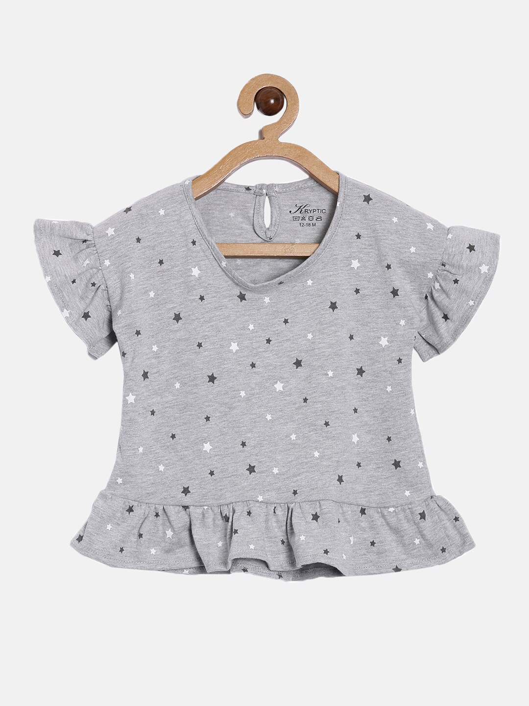 

Kryptic Grey Print Peplum Top