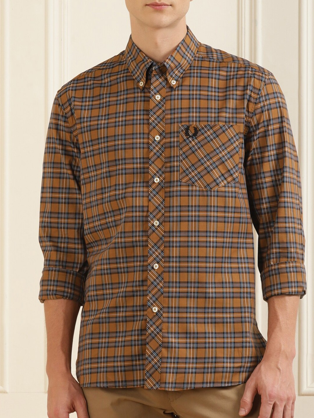 

Fred Perry Men Brown Checked Casual Shirt