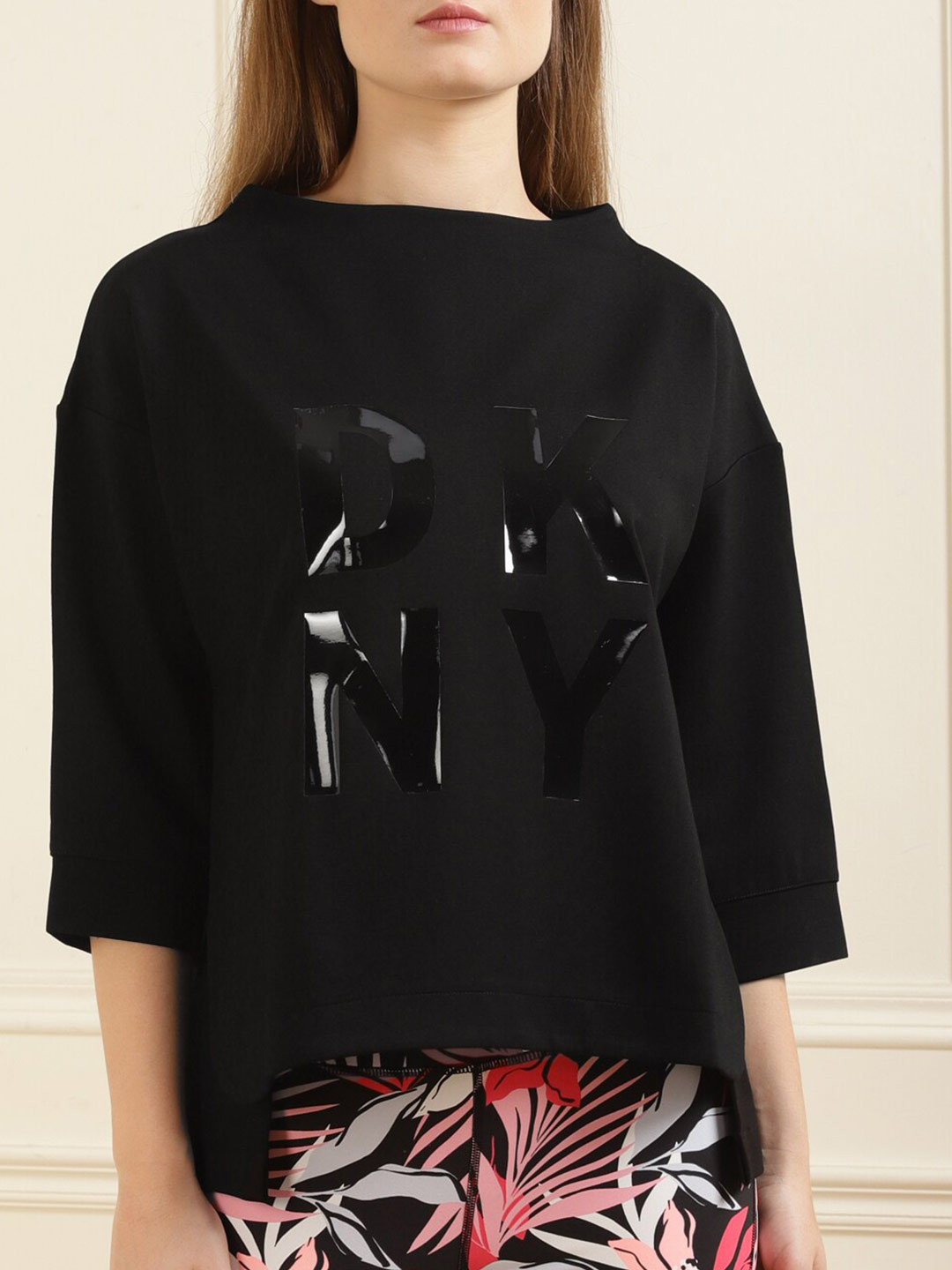 

DKNY Women Black Printed Sweatshirt