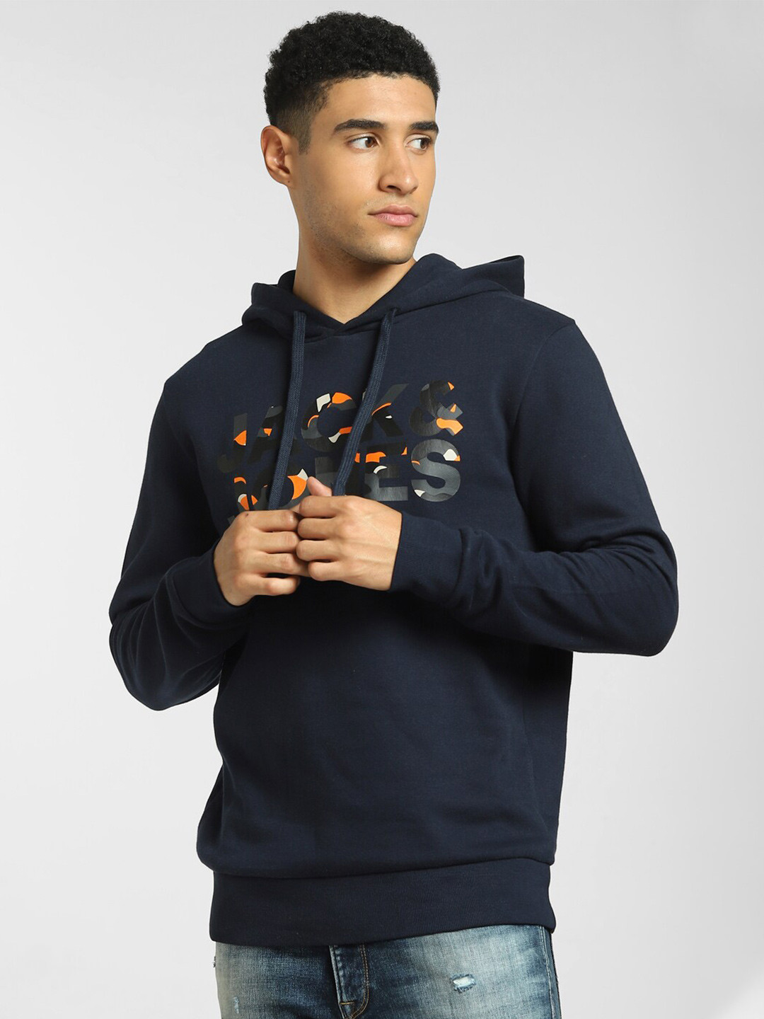 

Jack & Jones Men Blue Hooded Sweatshirt