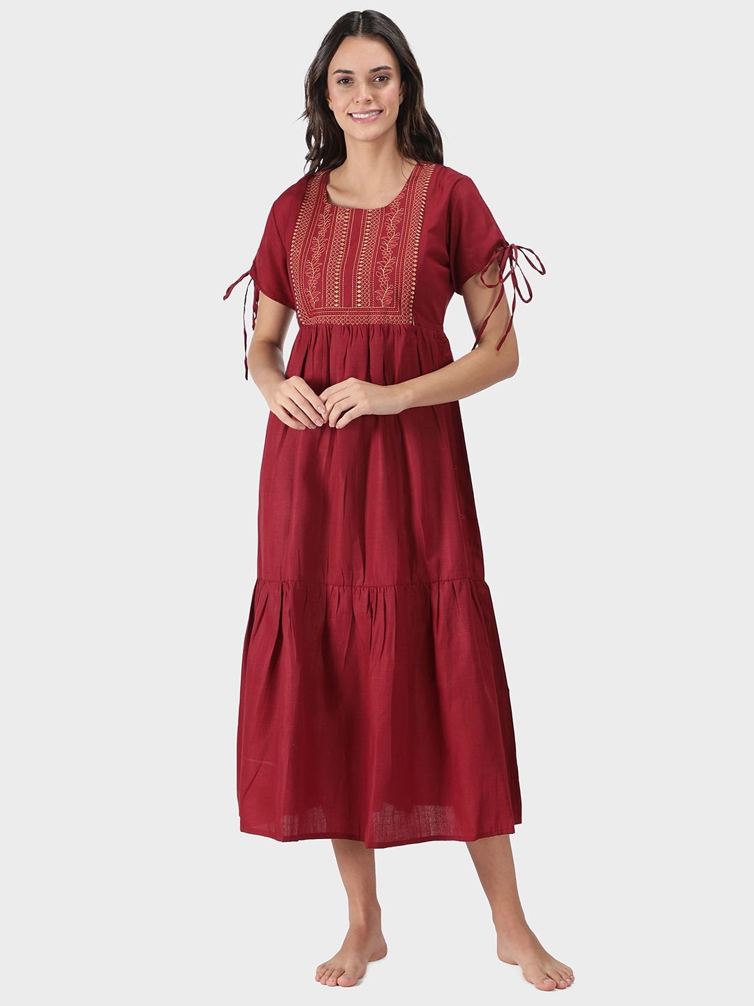 

NIGHTSPREE Red Embroidered Nightdress