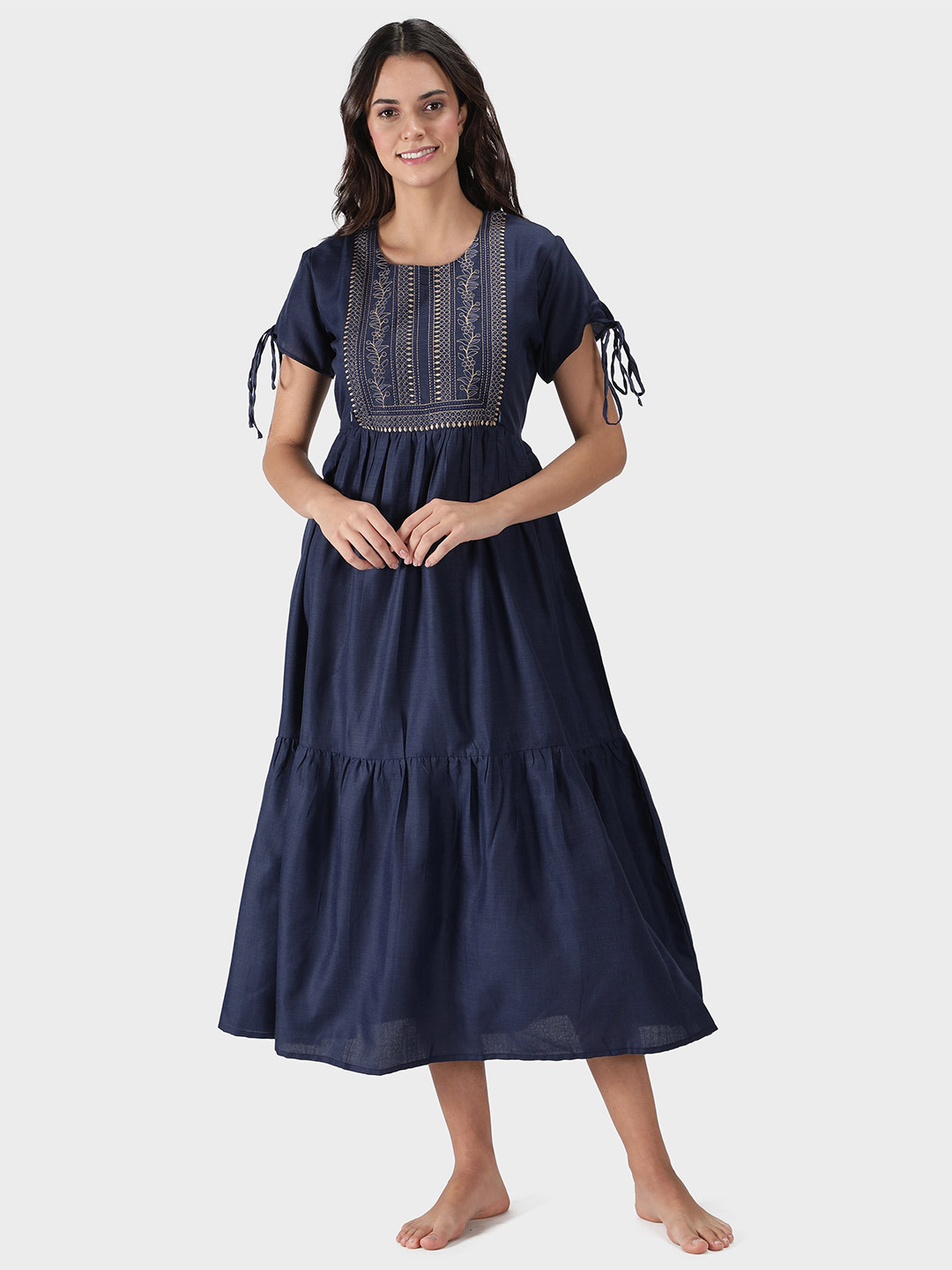 

NIGHTSPREE Blue Embroidered Nightdress