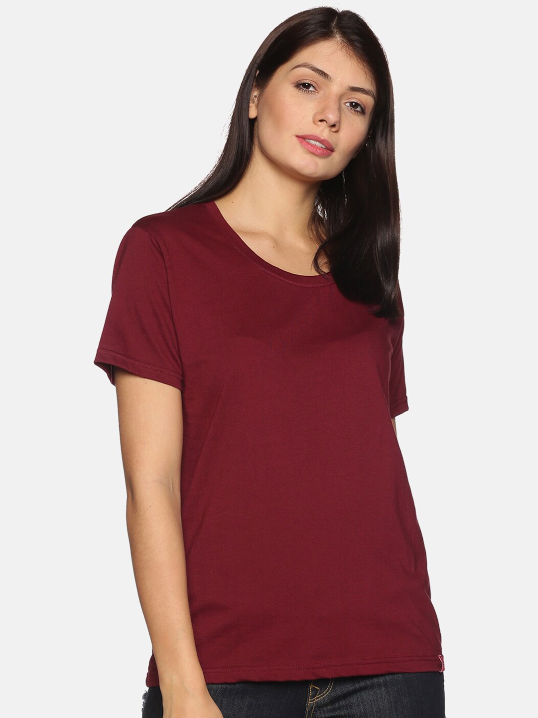 

NOT YET by us Women Maroon Round Neck T-shirt
