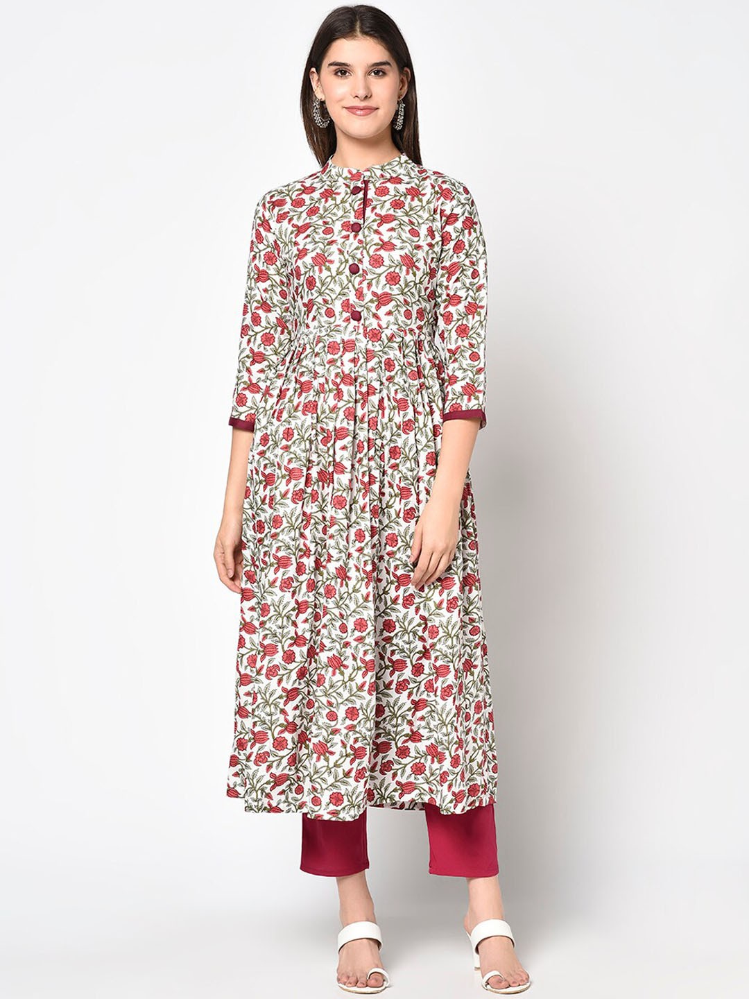 

ERISHA Women White Floral Floral Kurta