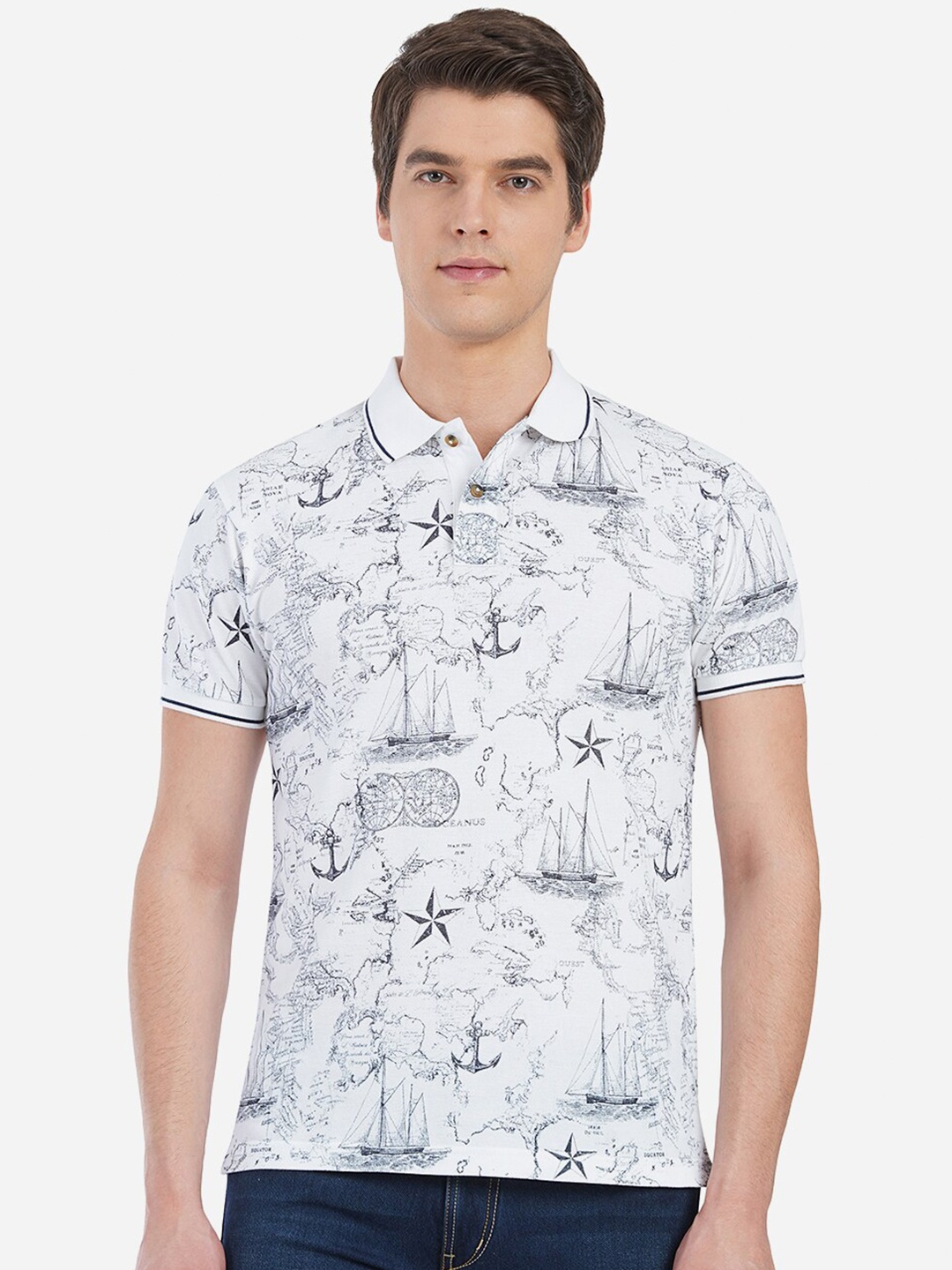 

Greenfibre Men White polo Collar Fit T-shirt