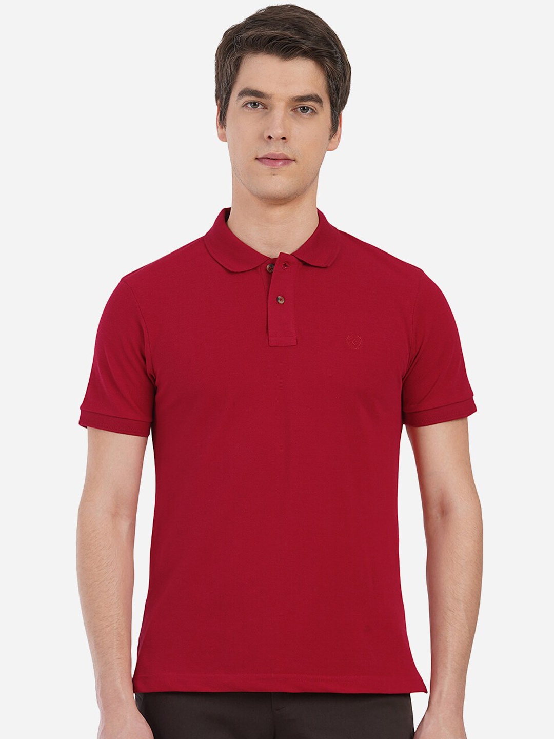 

Greenfibre Men Polo Collar Slim Fit T-shirt, Red