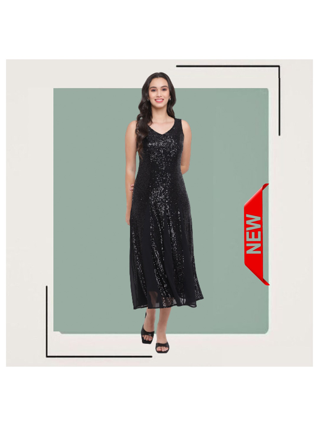 

Latin Quarters Black Embellished Midi Dress